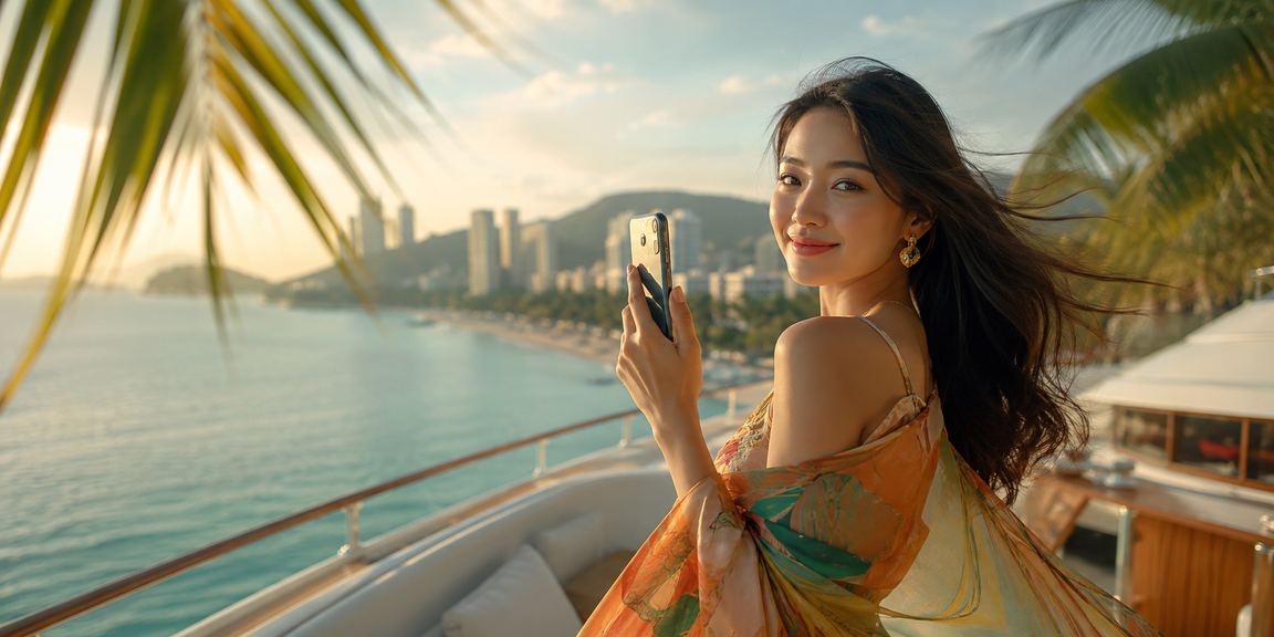Người dùng nhận cashback thưởng tại khu du lịch Sa Pa với khung cảnh núi rừng xanh mát